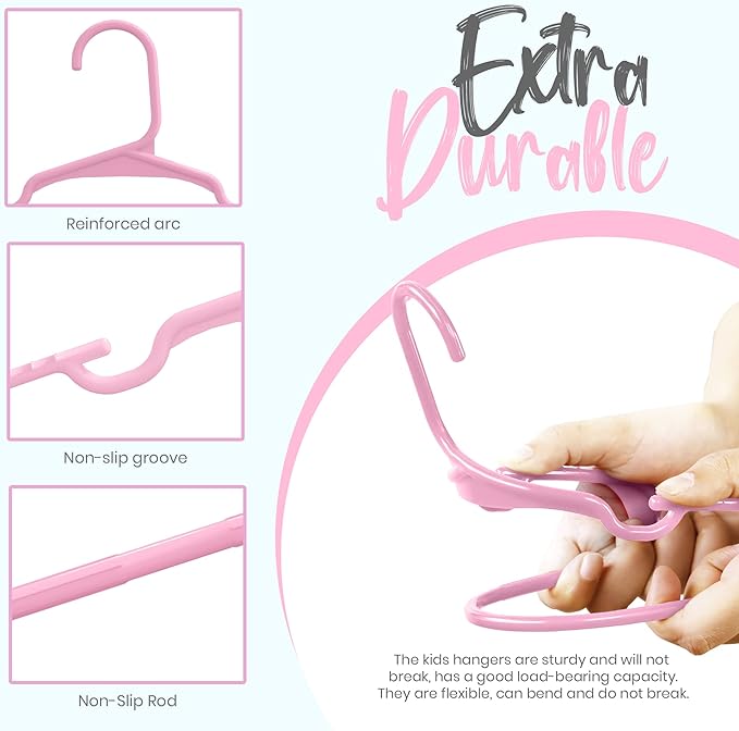 Utopia Home 60 Pack Kids Hangers - 11.5 Inch Plastic Baby Hangers for Closet - Childrens Hanger for Clothes & Infant Hanger for Closet - Ideal for Everyday Standard Use (Baby Pink)