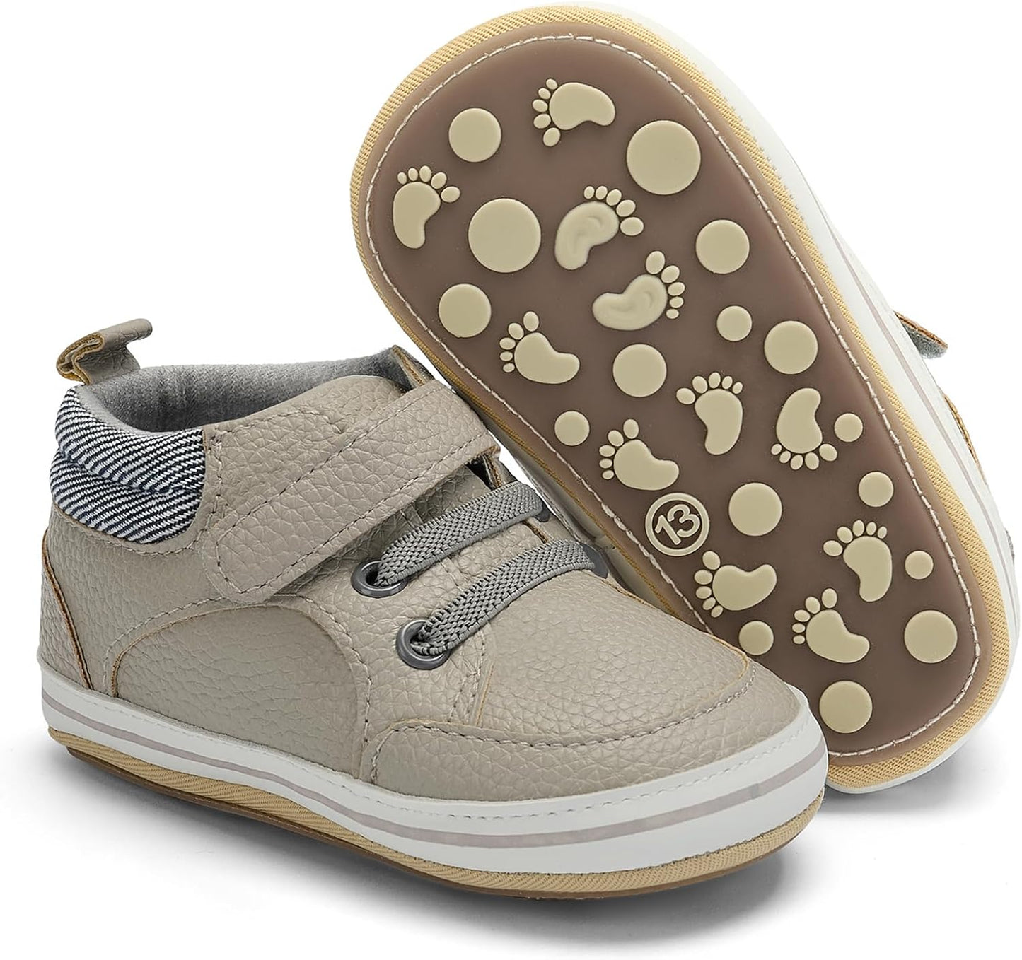 Baby Boys Girls Non-Slip Rubber Sole High-Top PU Leather Infant Sneakers Toddler Crib First Walker Shoes