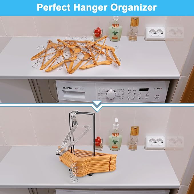 Hanger Organizer 4Pack Clothes Hanger Holder Organizer for Closet Laundry Room Coat Hanger Organizer Stacker for Wire Hangers,Hanger Rack Stand Hanger Caddy for Adult Kids Velvet Pants Hangers Storage