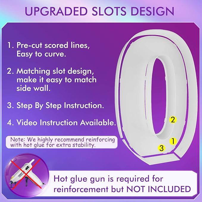 Mosaic Balloons Number Frame Marquee Light Up Number 0 Pre-Cut Large Foam Board Sign Cut-out for Boy Girl Birthday Backdrop Anniversary Decoration