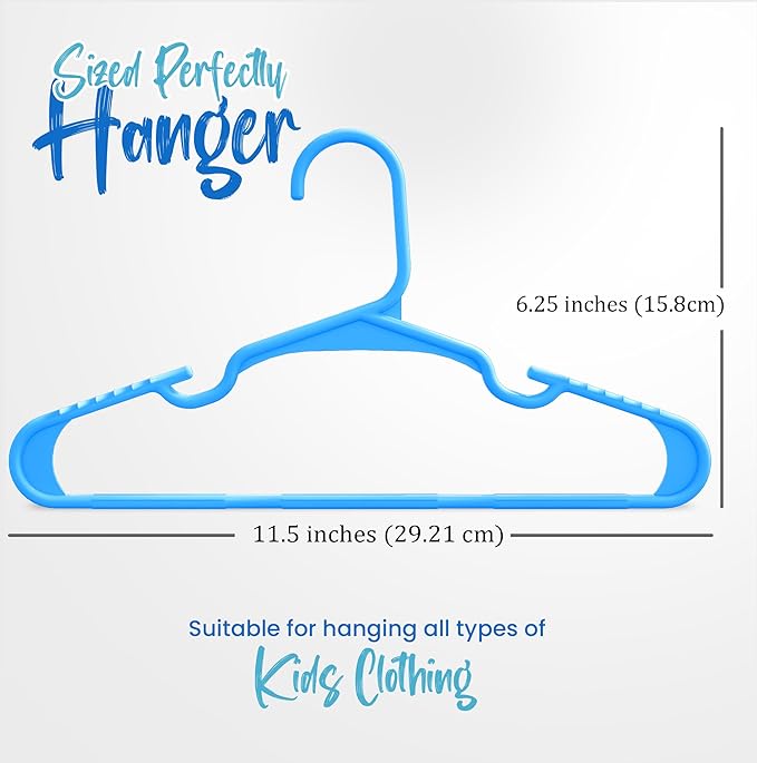 Utopia Home 240 Pack Kids Hangers - 11.5 Inch Plastic Baby Hangers for Closet - Childrens Hangers for Clothes & Infant Hangers for Closet - Ideal for Everyday Standard Use (Blue)