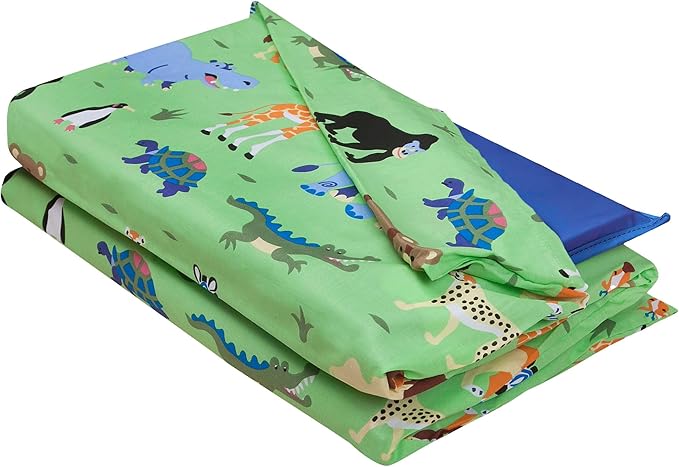 Wildkin Kids Nap Mat Cover for Boys & Girls, Sewn-in Flap Design Rest Mat Cover, Perfect for Preschool and Daycare, Fits Our Vinyl Nap Mat up to 1.5 Inches Including Basic Sleep Mat (Wild Animals)