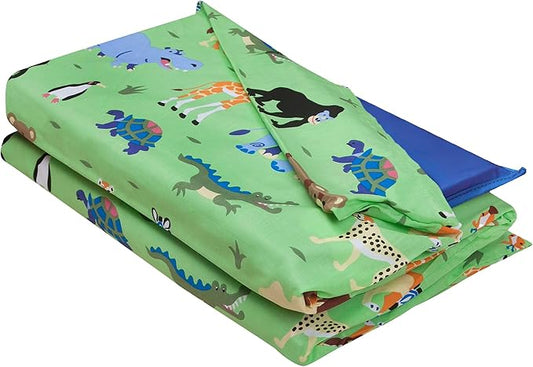 Wildkin Kids Nap Mat Cover for Boys & Girls, Sewn-in Flap Design Rest Mat Cover, Perfect for Preschool and Daycare, Fits Our Vinyl Nap Mat up to 1.5 Inches Including Basic Sleep Mat (Wild Animals)