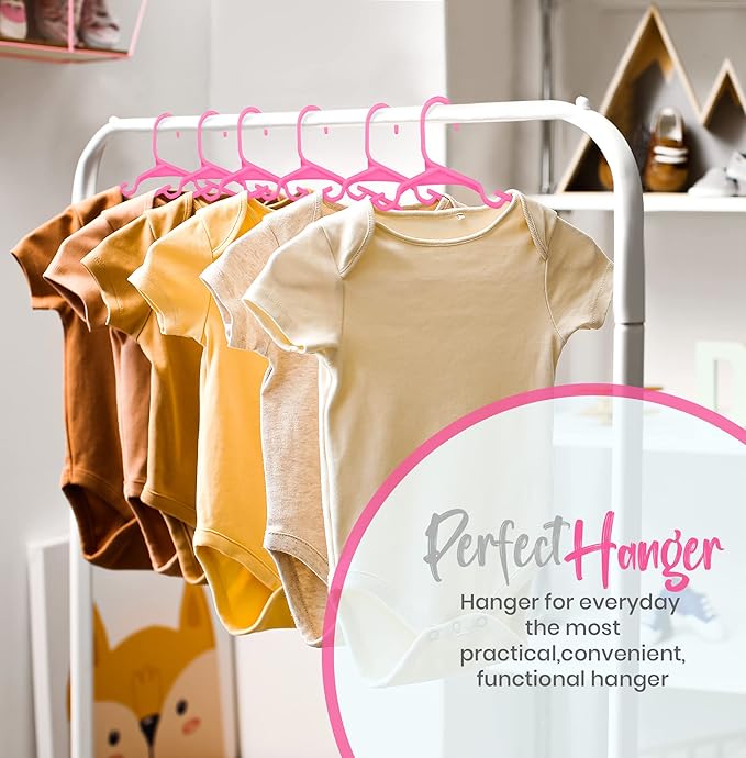 Utopia Home 60 Pack Kids Hangers - 11.5 Inch Plastic Baby Hangers for Closet - Childrens Hanger for Clothes & Infant Hanger for Closet - Ideal for Everyday Standard Use (Pink)