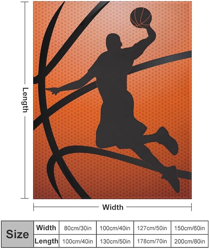 Basketball Throw Blanket - Soft Flannel Sports Basketball Blankets for Kids Girls Boys Basketball Lovers - Warm Basketball Throw Blankets for All Season Lap, Chair, Sofa - 50"x40"