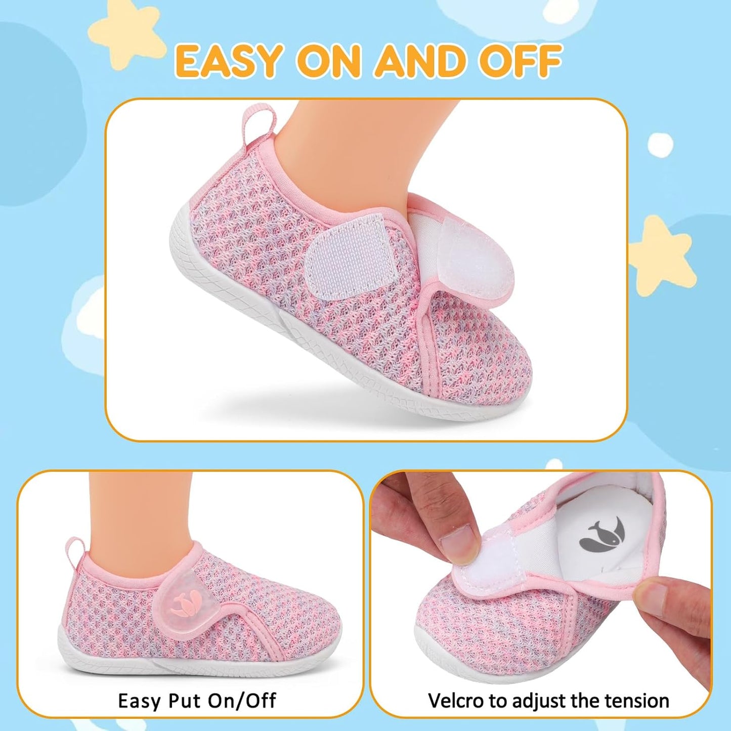 FEETCITY Toddler Walking Shoes Slip On Toddler Shoes Boys Girls Kids Sports Sneakers Casual School Shoes Barefoot Shoes