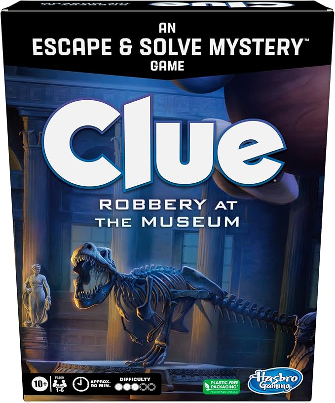 Clue Board Game Robbery at The Museum, Escape Room Game, Murder Mystery Games, Cooperative Family Board Game, 1-6 Players, 10+