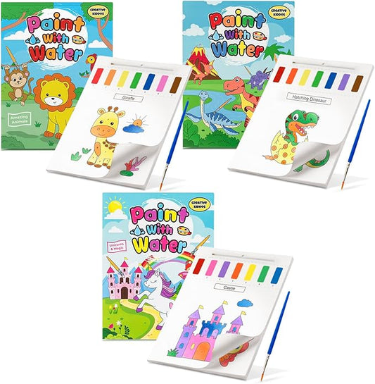 Paint with Water Coloring Books for Toddlers: 3 Books, Mess Free Kids Watercolor Painting Activity Kit - Arts and Crafts for Kids Ages 2 3 4 5 6 Years Old