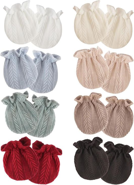 Newborn Baby Mittens No Scratch Cotton Elastic Wrist Gloves Infant Toddler Mittens for Baby Boy Girl 0-6 Months