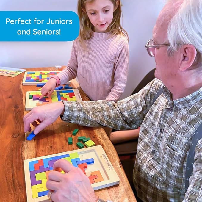 Wooden Puzzle Montessori Toy Boost The Intelligence and Logic of Your Kid 3D Blocks STEM Game Educational Gift for Kids 2 Boards & Spare Parts incl. (88 PCS)