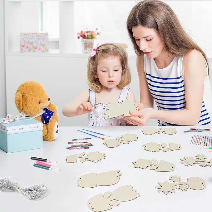 gisgfim 16 Pack Flower Wind Chime Crafts Kits for Kids Make Your Own Flower Wind Chime Wooden DIY Arts and Crafts Decoration for Birthday Party School Classroom Decorations Supplies Birthday Favors