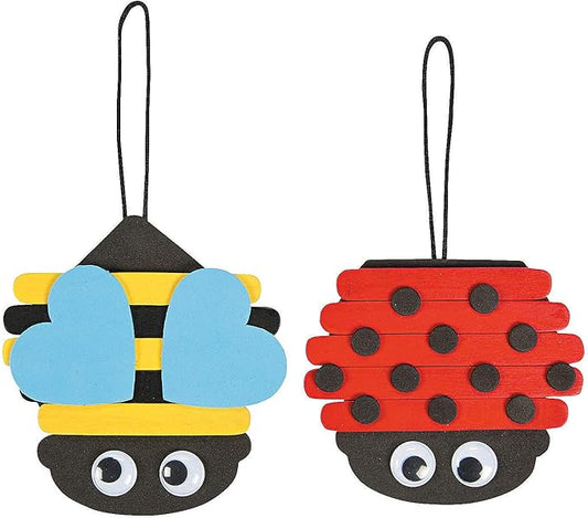 Fun Express Spring Bug Craft Stick Ornament Craft Kit -12 - Crafts for Kids and Fun Home Activities - VBS Vacation Bible School Supplies/Decor