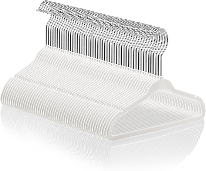 Casafield 50 Velvet Baby Hangers - 11" Size for Infant & Toddler Clothes - Ivory