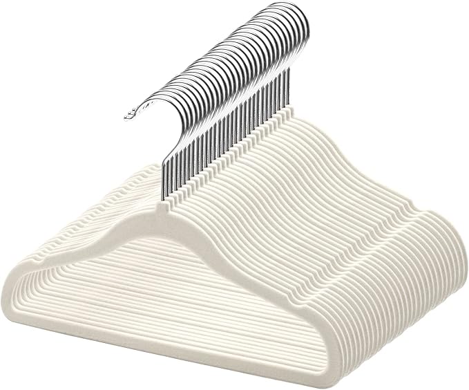 GoodtoU Kids Velvet Hangers,30 Pack Baby Hangers for Closet Non Slip Velvet Clothes Hangers Coat Hangers for Toddler Children Infant Hanger (Ivory 30Pack)