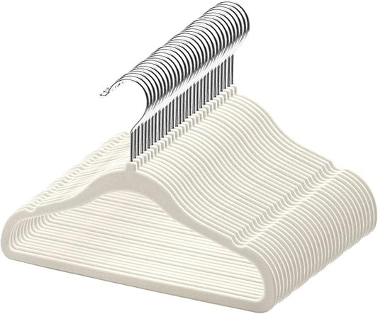 GoodtoU Kids Velvet Hangers,30 Pack Baby Hangers for Closet Non Slip Velvet Clothes Hangers Coat Hangers for Toddler Children Infant Hanger (Ivory 30Pack)