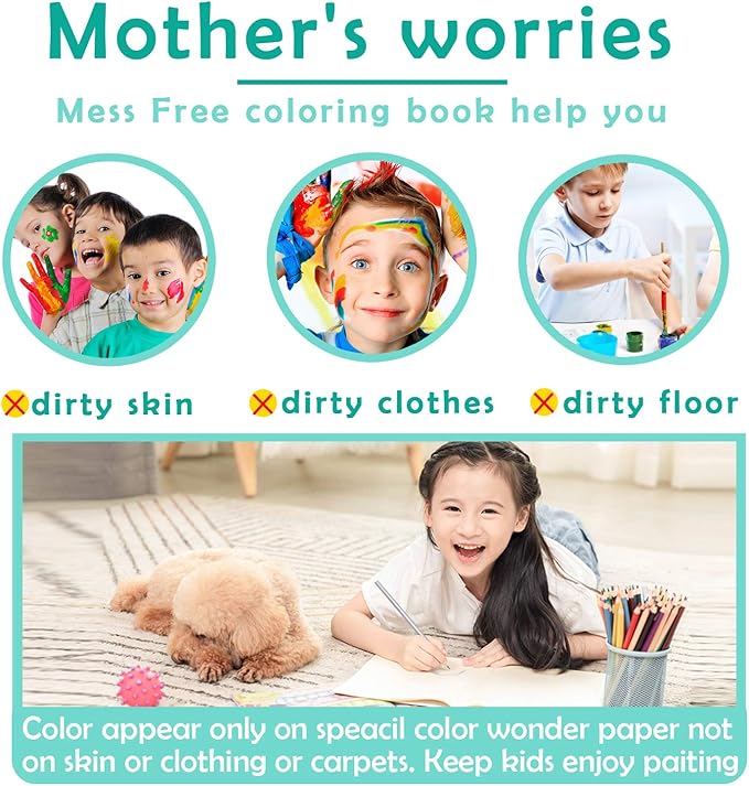 Panda Coloring Book Set with Coloring Pages & Colored Pencils, Art Supplies for Kids Ages 4-6-8, Arts Crafts Travel Coloring Kit for Girls 4 5 6 7 8 Year Old Birthday Gift