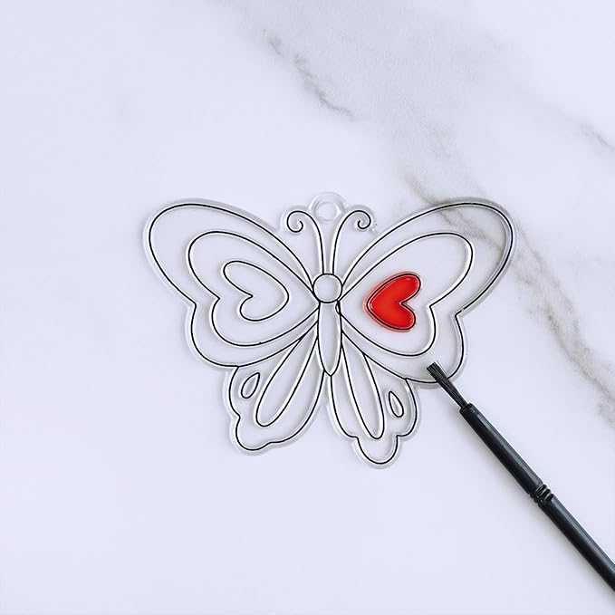 Winlyn 27 Sets Butterfly Suncatchers Ornaments Decorations DIY Window Paint Art Suncatchers Butterfly Suncatchers Painting Craft Kits for Kids Classroom Spring Easter Party Activities Art project