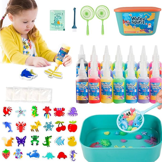 OFIGAS 20PCS Magic Water Toy Kit, 60ml Magic Water Set with 24 Shape Molds,Handmade Water Toys Modern Mint, Handmade Water Toy, Creative Magic Water Toy Creation kit for Kids Birthday Present