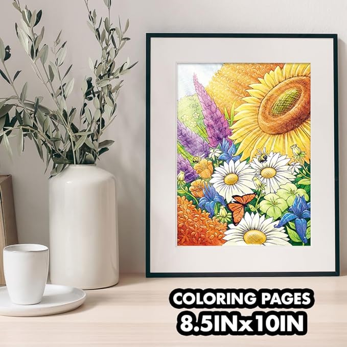 Crayola Wildflower Coloring Book (40 Pages), Premium Adult Coloring Pages, for Stress Relief and Relaxation, Gift for Adults