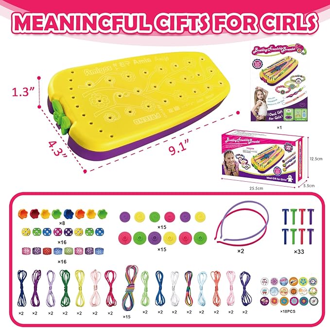 Zhuzhiloono Arts and Crafts for Kids Age 7-14 Friendship Bracelet Making Kit for Girls - Best Birthday Gifts Ideas for Girl 7 8 9 10 11 12 13 14 Year Old - Popular Bracelets String Maker Toys Set