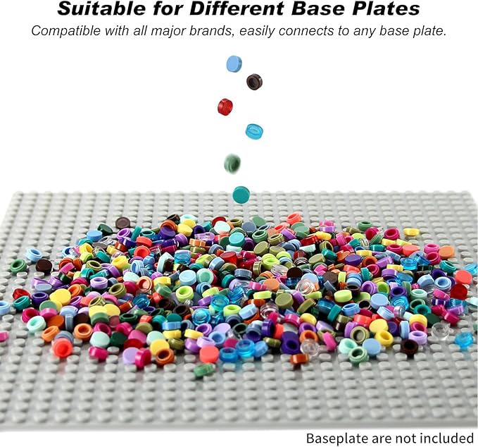 Feleph Custom 1×1 Flat Tiles 2200PCS Round Bricks MOC Parts and Pieces, 22 Colors Bulk Studs Building Accessories for Smooth Surface, Mosaics and Pixel Art Toy Dots Compatible with Major Brands 98138