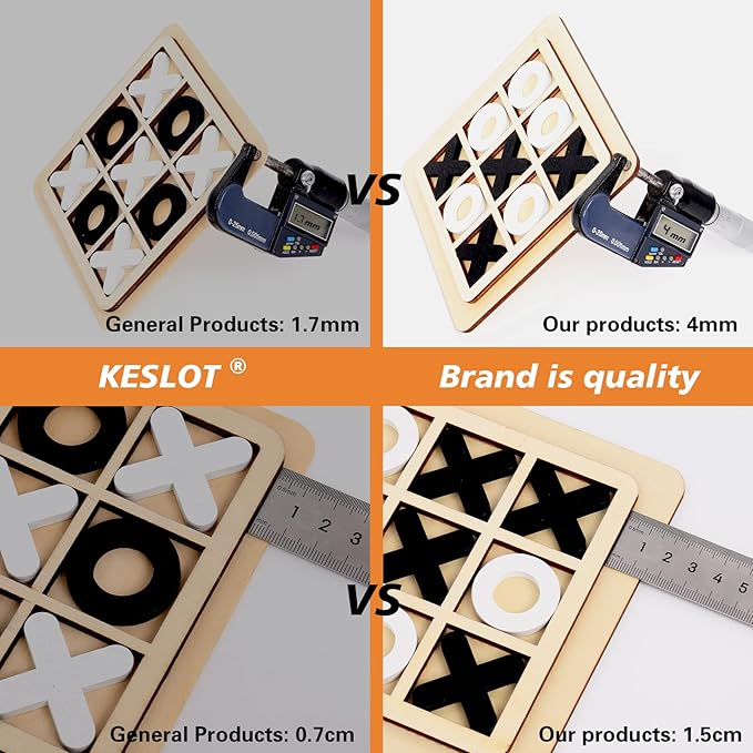 Wooden Board Tic Tac Toe Game XO Table Toy Classical Family Children Puzzle Game Educational Toys, Random Color