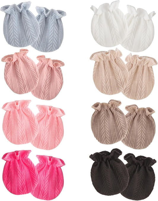 Newborn Baby Mittens No Scratch Cotton Elastic Wrist Gloves Infant Toddler Mittens for Baby Boy Girl 0-6 Months