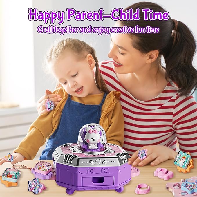 Jewelry Toys for Girls, 153Pcs Toddler Girls DIY Toy Rabbit Jewelry Making Kit for 4 5 6 7 8 Years Old, Arts and Crafts Supplies for Kids，Play Jewelry Princess Toys for Dress Up, Easter Birthday Gifts