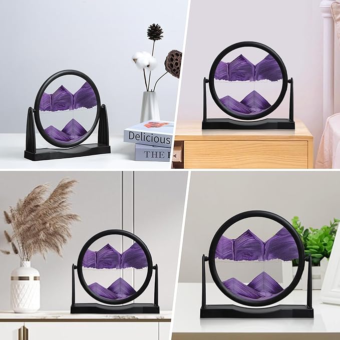 MXYATCJ | Moving Sand Art | Sand Art Liquid Motion | Sand Art Pictures | 3D Deep Sea Sandscape | Glass Sand Art Display | Sand Relaxing Gift for Adult | Home Office Decor | Desktop Toys | (10''Purple)