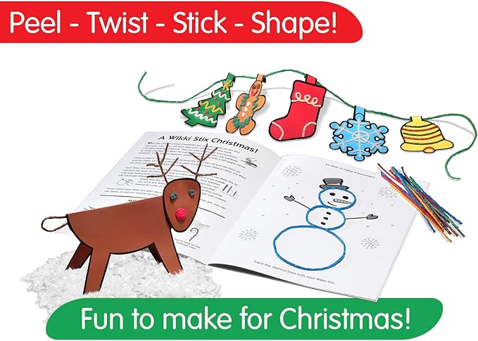 WIKKI STIX Christmas Activity Book – Fun Holiday Arts & Crafts for Kids, Includes 25 Festive Activities – Perfect Stocking Stuffer & Creative Play Gift!
