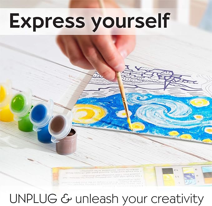 Faber-Castell Paint by Number Museum Series - Vincent Van Gogh, The Starry Night - Paint by Numbers for Adult Beginners & Young Artists (Packaging May Vary)