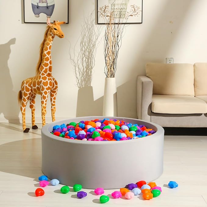 GOGOSO Ball Pits Balls for Toddlers, 100 Stars Hearts Florid Shapes Ball, Flowers Plastics Balls for Bounce House, Pastel Ball for Kids Birthday Party Xmas Friendship Bracelet Banner Decor