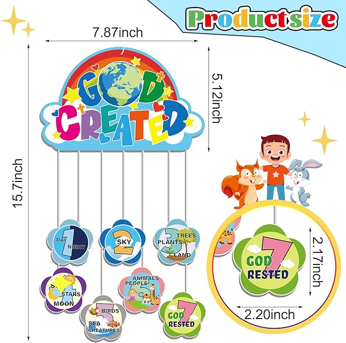 Liliful Bible Crafts for Kids - 24pcs 7 Days of Creation Art Craft Kit - Religious DIY Crafts for Sunday School, Toddler, Preschooler Fun Activities - Safe and Quality Paper Material