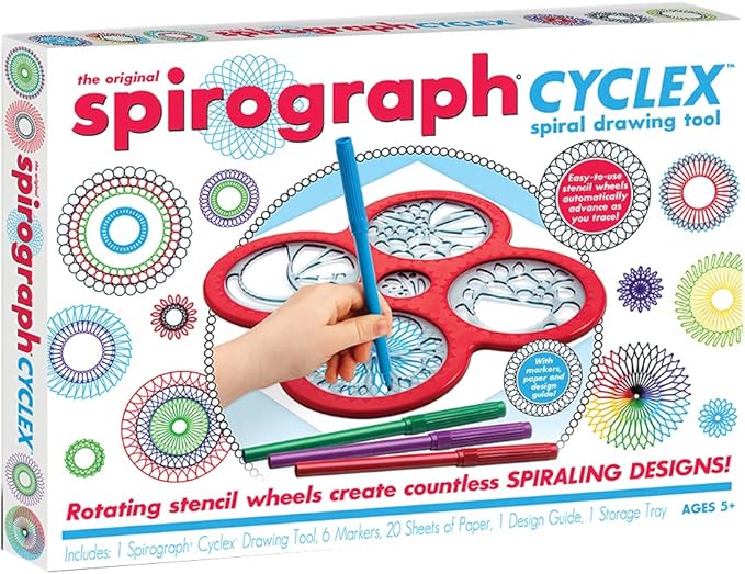 Spirograph – Cyclex Set – Art Kit – Rotating Stencil Wheel Creates Countless Designs – For Ages 8+
