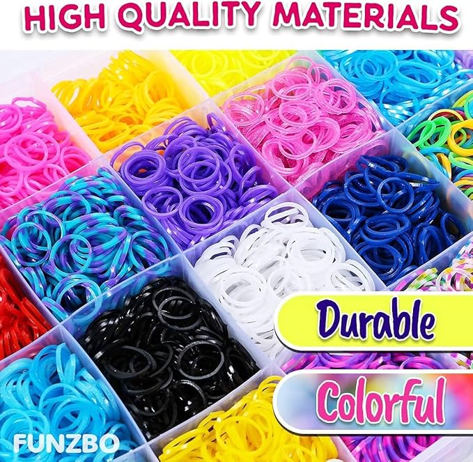 FUNZBO Rubber Band Bracelet kit - 9000+ Loom Bracelet Kit, 32 Colors Loom Bands for Bracelets Making Kit, Rubberband Bracelets Kit Toy for Toddlers Girls Christmas Birthday Gift