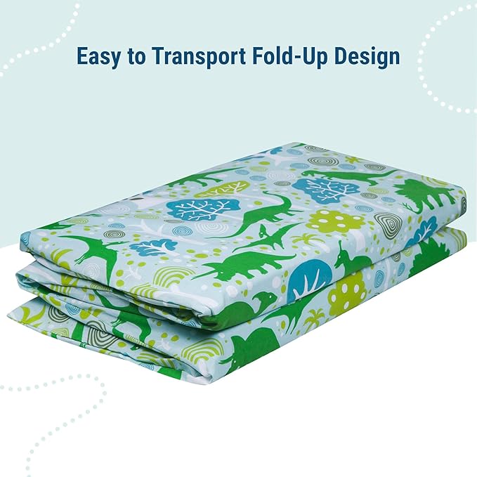 Wildkin Kids Nap Mat Cover for Boys & Girls, Sewn-in Flap Design Rest Mat Cover, Perfect for Preschool & Daycare, Fits our Vinyl Nap Mat up to 1.5 Inches Including Basic Sleep Mat (Dinomite Dinosaurs)