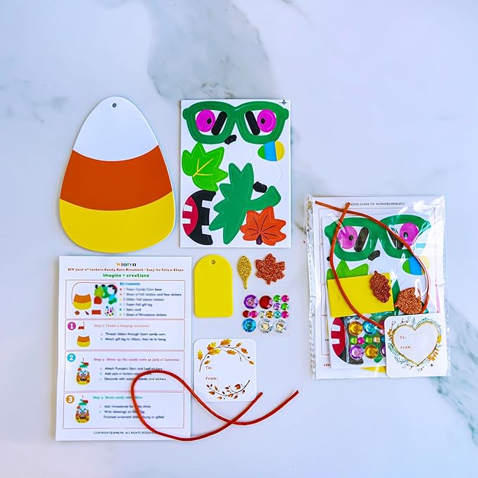 Winlyn 24 Sets Halloween Craft Kits for Kids Goofy Candy Corn Foam Individual Craft Kits Fall Arts and Crafts Autumn Foam Stickers for Kids Thanksgiving Halloween Home Classroom Activities Party Favor