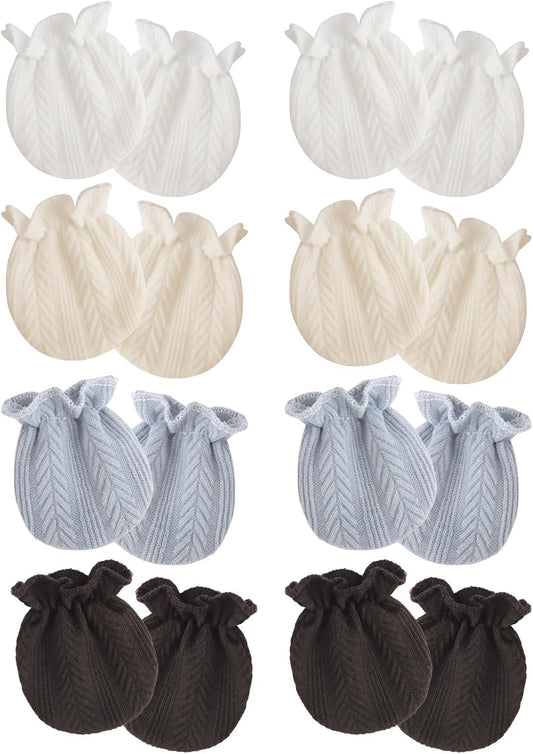Newborn Baby Mittens No Scratch Cotton Elastic Wrist Gloves Infant Toddler Mittens for Baby Boy Girl 0-6 Months
