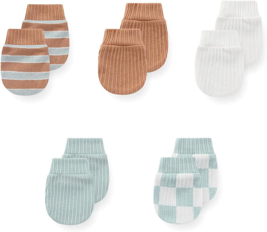 5 Pack Unisex New Born Boy Girls No Scratch Mittens Cotton Soft Baby Gloves Accessory 0-3 Months Infant Essentials