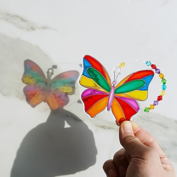 Winlyn 27 Sets Butterfly Suncatchers Ornaments Decorations DIY Window Paint Art Suncatchers Butterfly Suncatchers Painting Craft Kits for Kids Classroom Spring Easter Party Activities Art project