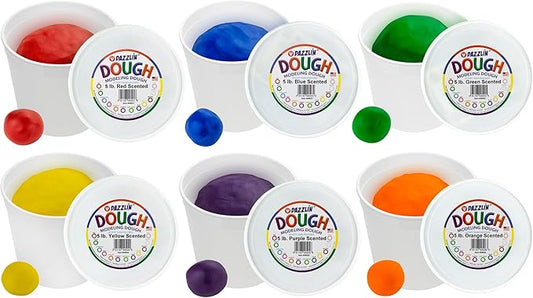 Hygloss Play Modeling Dough - 30lb. Dough Scented - Safe & Non-Toxic for Kids Arts & Crafts - Party Favors - Classroom Supplies, 6 Assorted Colors