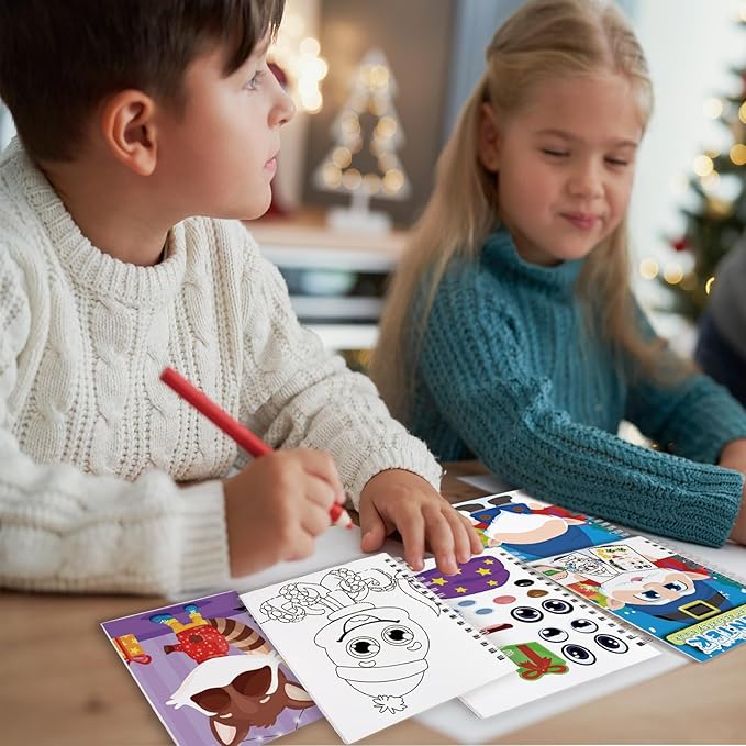 Omgouue Winter Wonderland Sticker Coloring Books 3-Pack,Christmas Toys Activity Pad for Kids Toddlers Ages 2-8(36 Scenes)