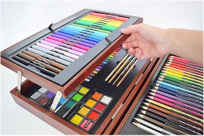 Art 101 Deluxe Classic Drawing Kit, Brown, 170 Pieces (54170)