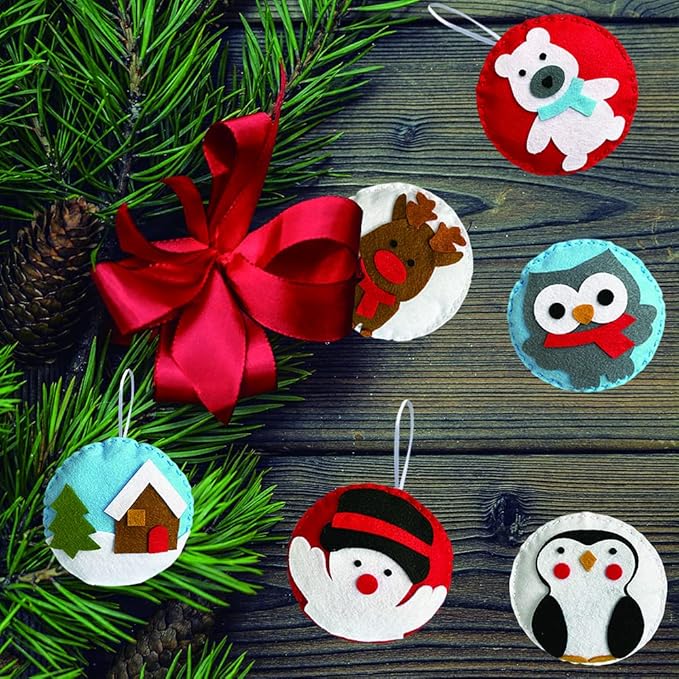 MOVEBO Felt DIY Sewing Crafts (Christmas Ornaments DIY Set),DIY Kit My First Sewing Kit for Kids Girls Boys Preschool Sewing Kits Projects Craft Kits for Kids Sewing Kit Art Projects
