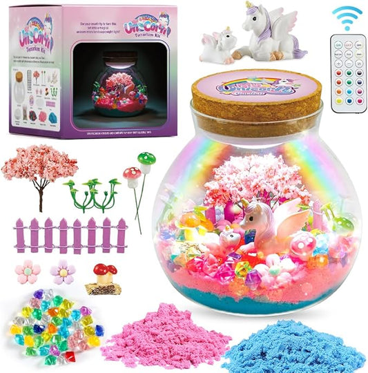 Kenllas Remote Arts and Crafts for Kids, DIY Thickened Glass Unicorn Toys for Girls LED Night Light Up Terrarium Kit Christmas Gifts Toys for Ages 4 5 6 7 8 9 10 11 12 13 Year Old Girls Birthday Gifts