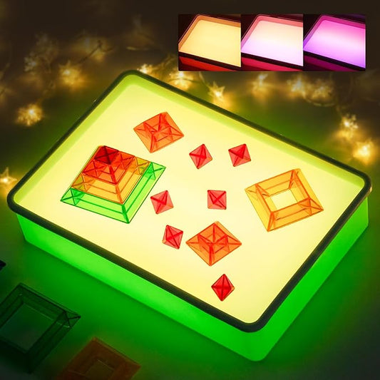 PreTrans Sand Painting Light Box – Kids’ Light Table for Creative Art, 3 Color Temperatures & 10 Brightness Levels, Classroom & Home Use - Green