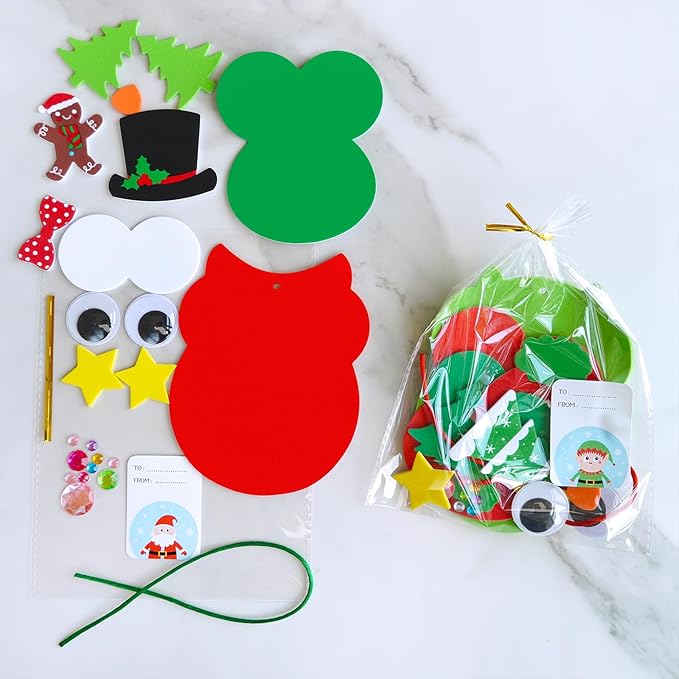 Winlyn 24 Sets Christmas Craft Kits Winter Crafts DIY Christmas Owl Ornaments Decorations Art Sets Foam Owl Christmas Tree Holiday Stickers for Kids Festival Home Classroom Activities Party Favors