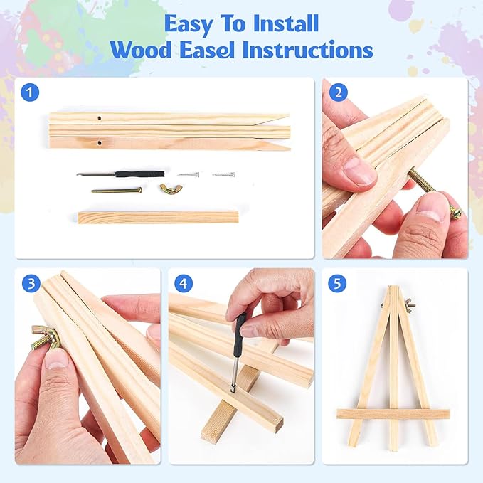 MISCER 4 Pack Paint by Numbers for Adults Beginner, Animals Paint by Number Kits with Easel, DIY Acrylic Oil Painting Suitable for Home Decoration (8 * 12 Inch)