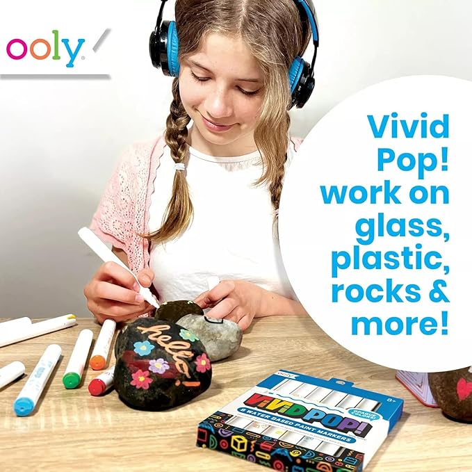 Ooly Shrink-Its DIY Shrinking Art & Vivid Pop Marker Kit, 40 Pre Cut Shrinking Charms, 6 Cords & Chains, 8 Water Based Paint Markers for Kids in Classic Colors