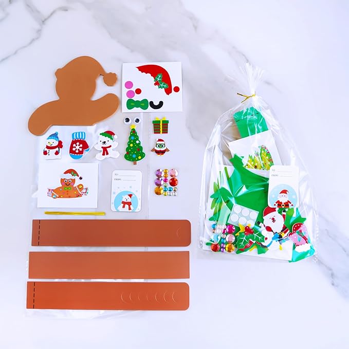 Winlyn 24 Sets Christmas Craft Kits Winter Crafts DIY Christmas Headbands Craft Kits Snowflake Christmas Tree Foam Stickers Arts and Crafts for Kids Holiday Home Classroom Art Activities Party Favors